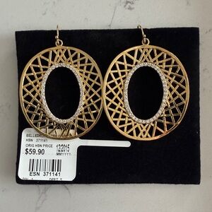 Bellerose Gold Lattice Earrings with Black Center